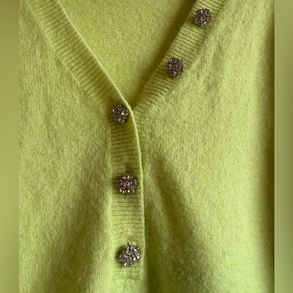 LOFT Lime Green V-Neck Sweater - Picture 4 of 6